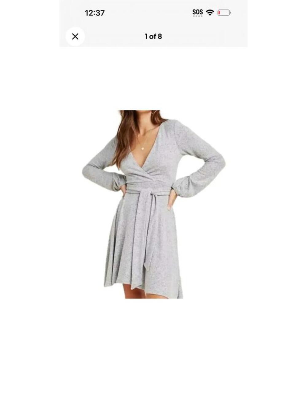 SATURDAY SUNDAY by Anthropologie Olive Green Grey Faux Wrap Dress Small